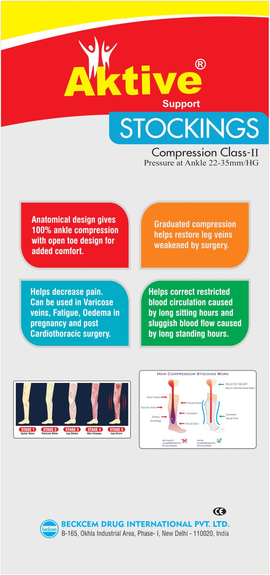 AK593-BK-Aktive Support Compression Stocking-Below Knee