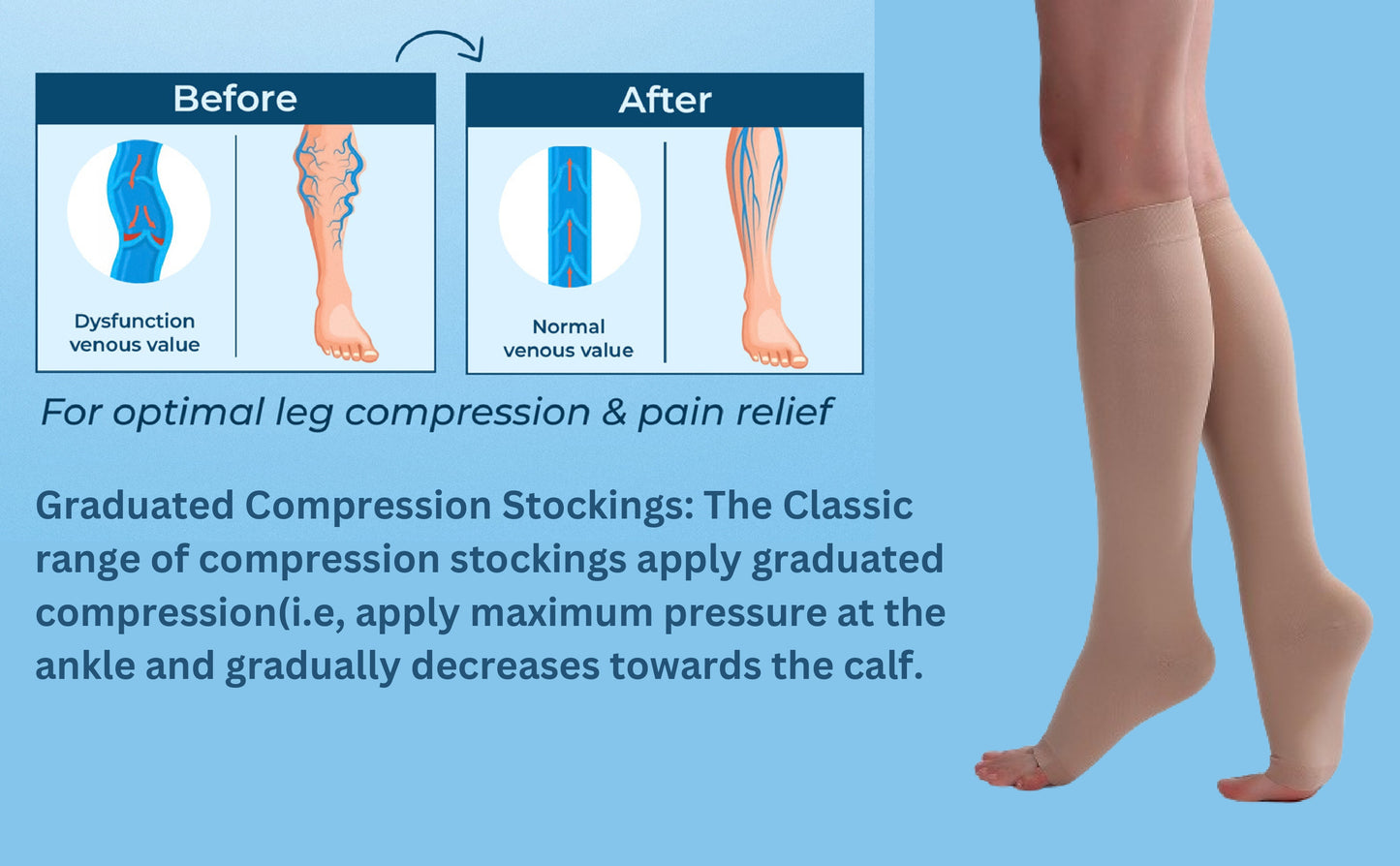 AK593-BK-Aktive Support Compression Stocking-Below Knee Class 2
